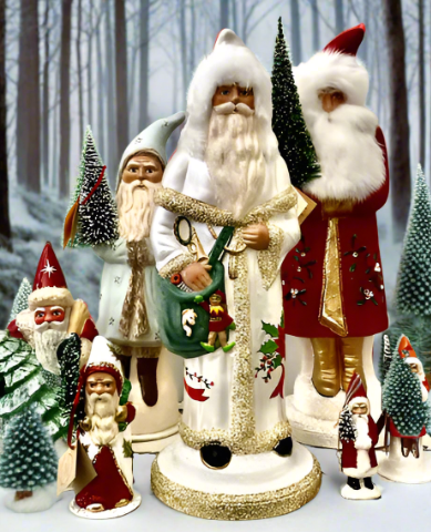 Santa no. 1 - White Glitter Coat, Climbing into Chimney - Ino Schaller