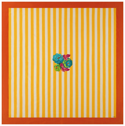 La Veste X Lisa Corti Nizam Stripes Sun Yellow Natural - Cotton Cloth 180x180 | Lisa Corti