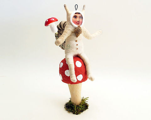 Snail Child On Mushroom - Vintage by Crystal | Vintage by Crystal Spun Cotton Ornament