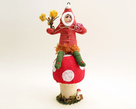 Mushroom Elf Figure Ornament - Vintage by Crystal