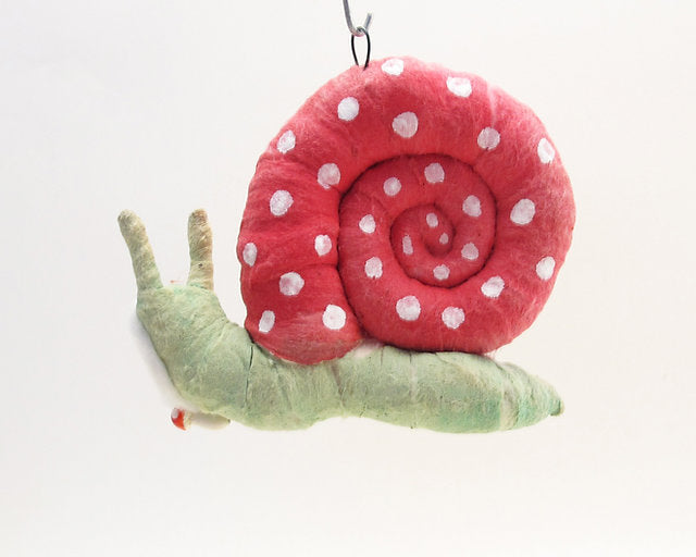 Snail Person -Red Shell Ornament - Vintage by Crystal | Vintage by Crystal Spun Cotton Ornament