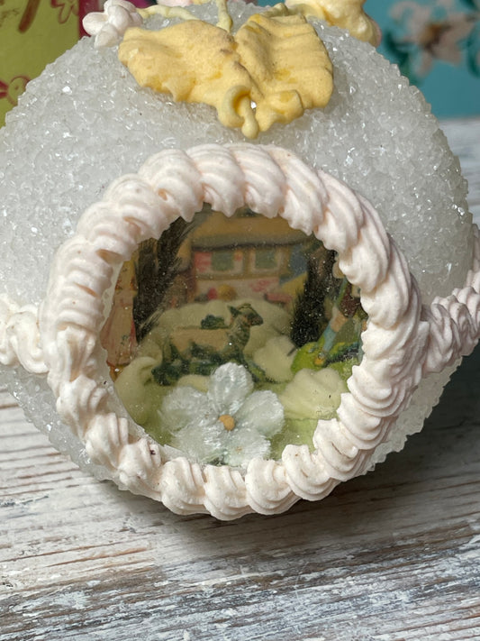 Sugar Egg with Diorama - Vintage Handmade Easter Egg