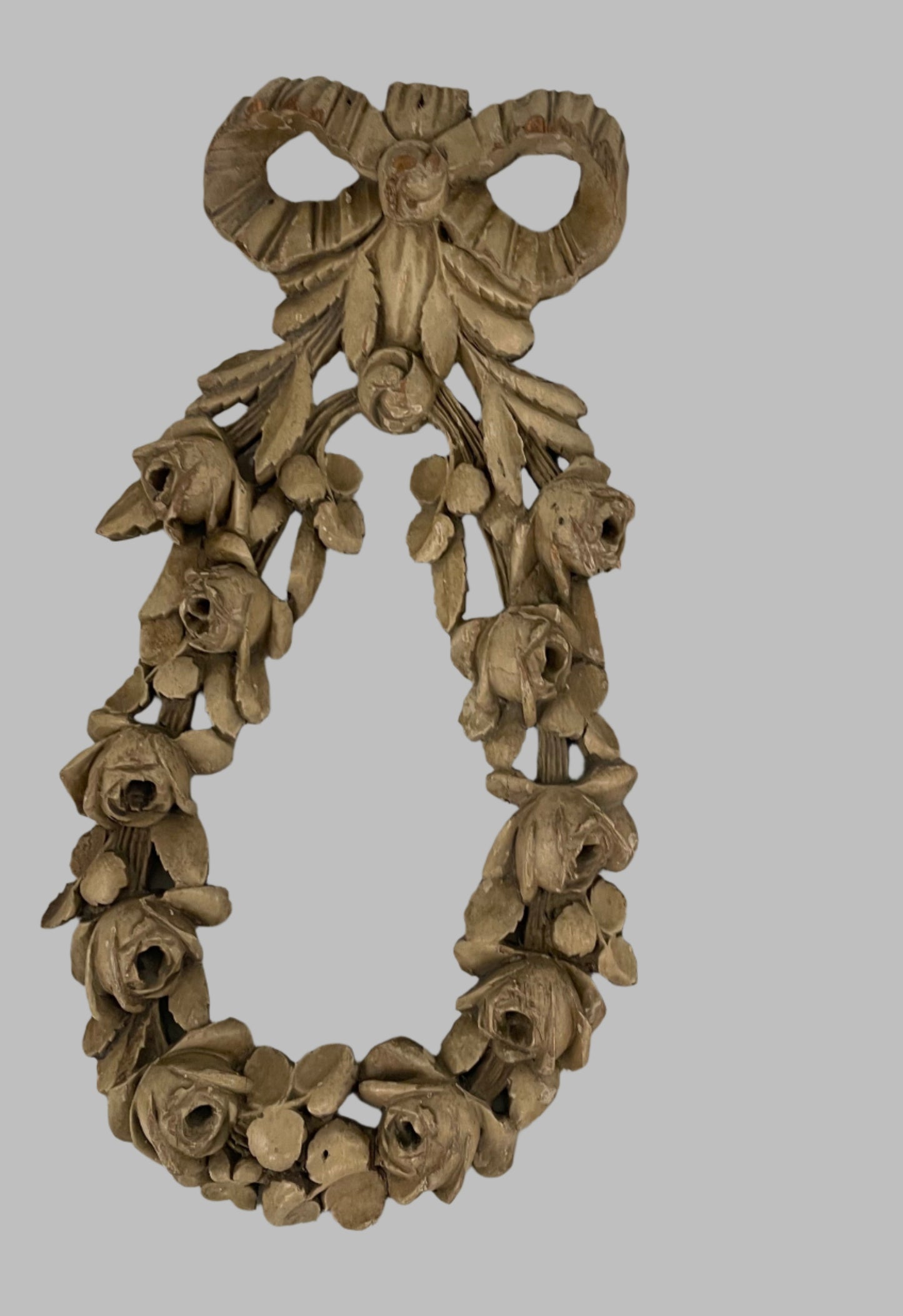 Antique Wooden Flower Wall Art - French