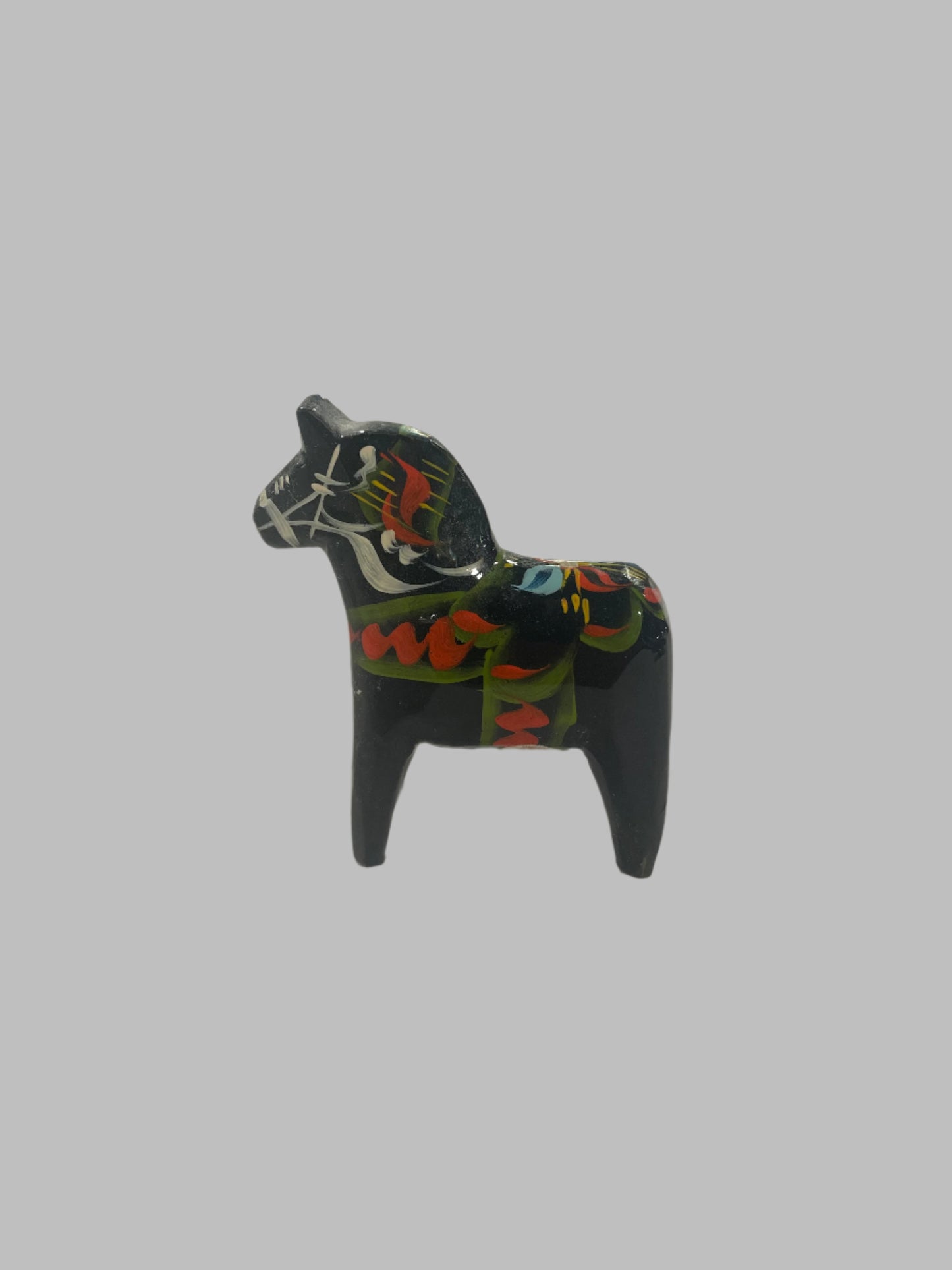 Antique Wooden Dala Hest Black - Swedish