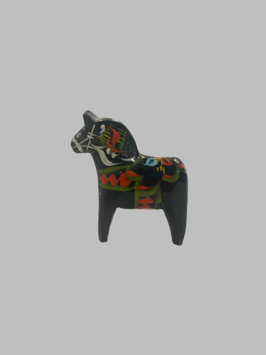Antique Wooden Dala Hest Black - Swedish
