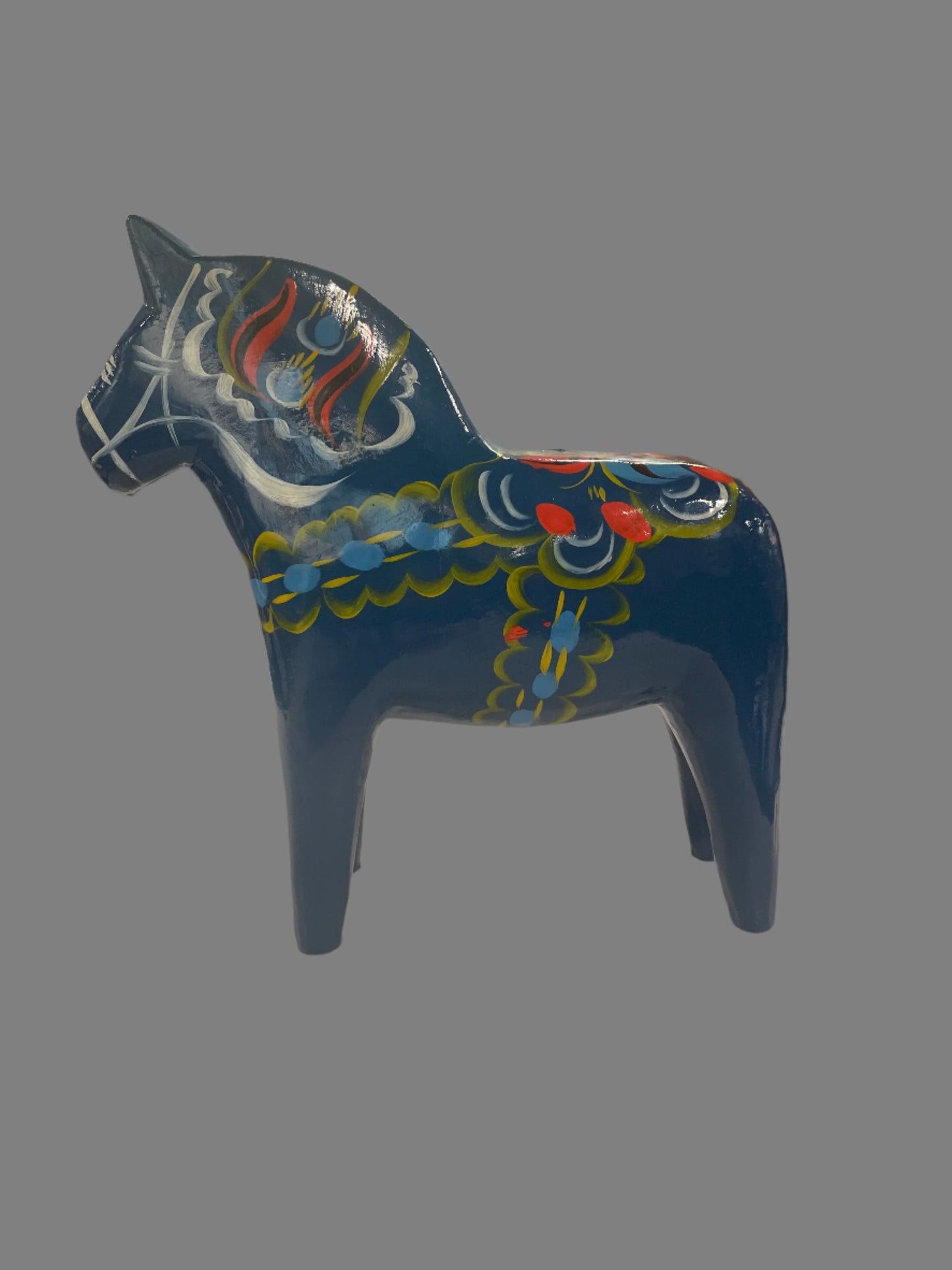 Antique Wooden Dala Hest Blue - Swedish