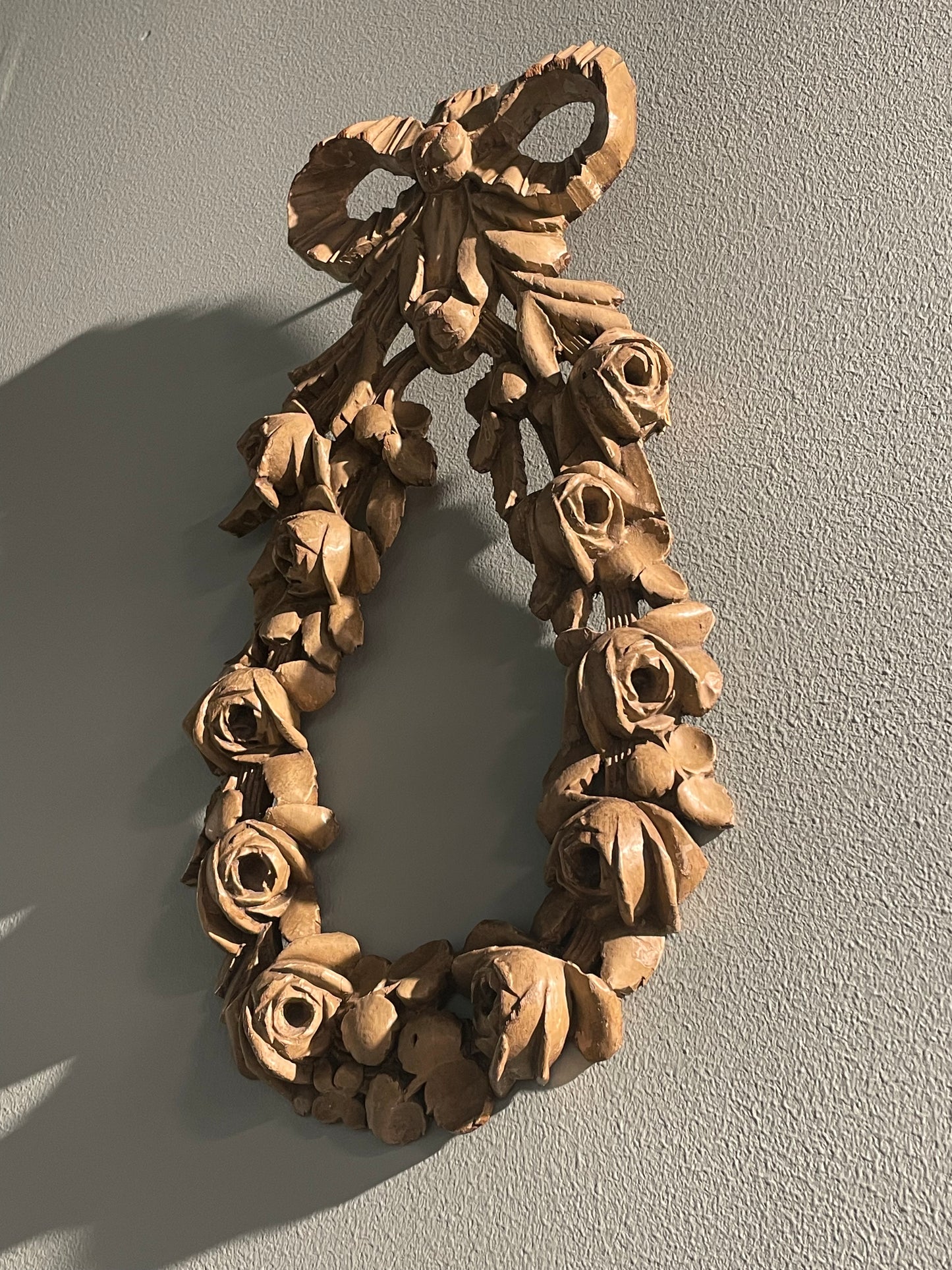 Antique Wooden Flower Wall Art - French