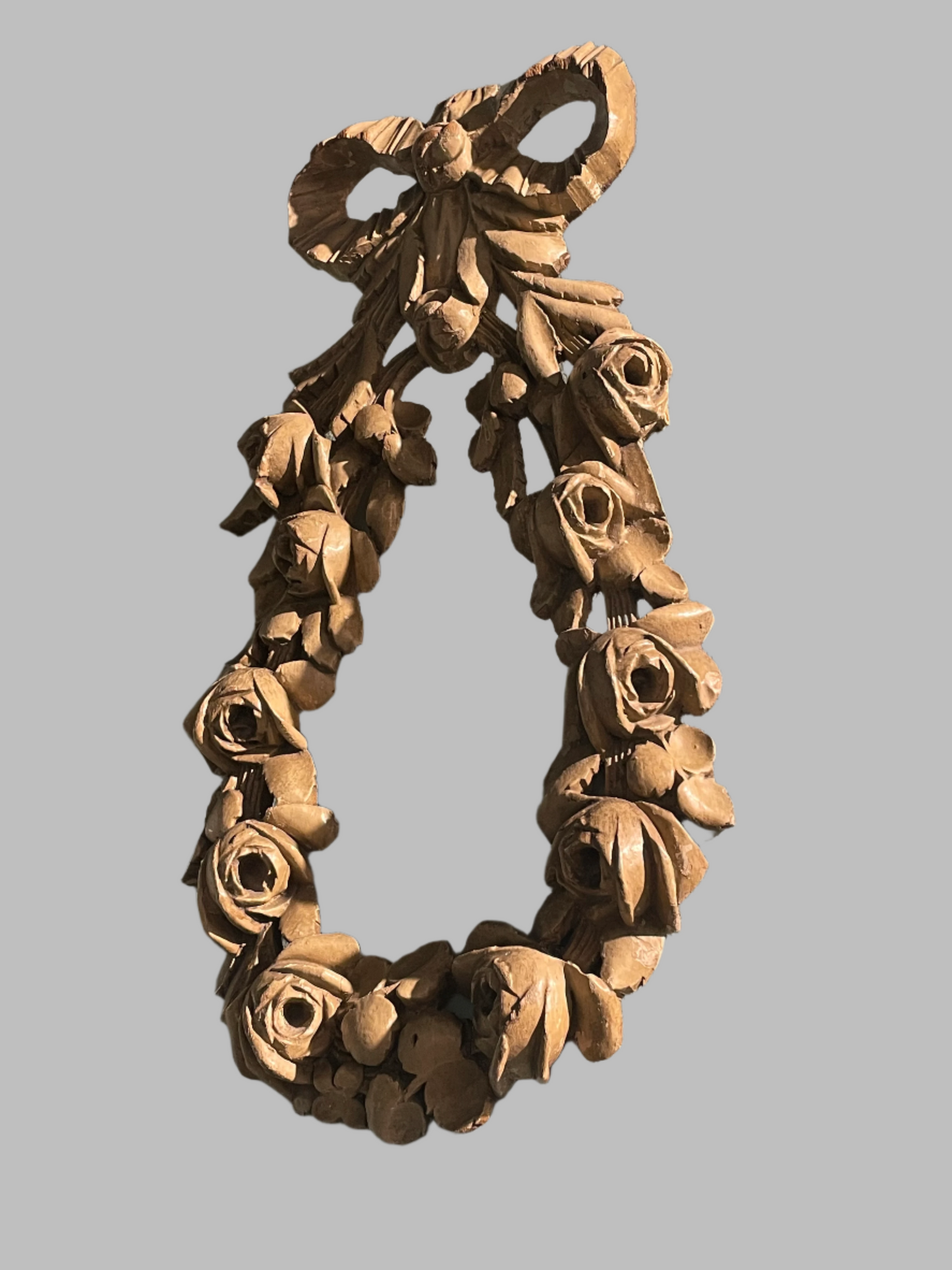 Antique Wooden Flower Wall Art - French