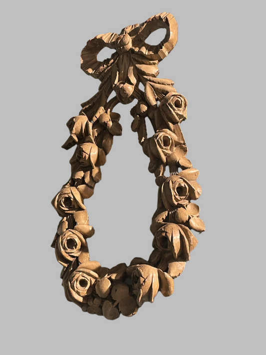 Antique Wooden Flower Wall Art - French