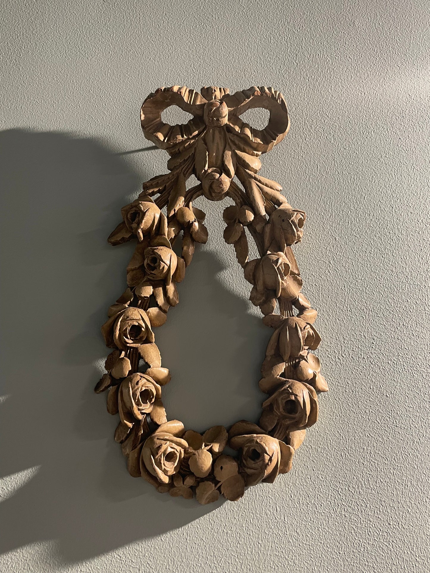 Antique Wooden Flower Wall Art - French