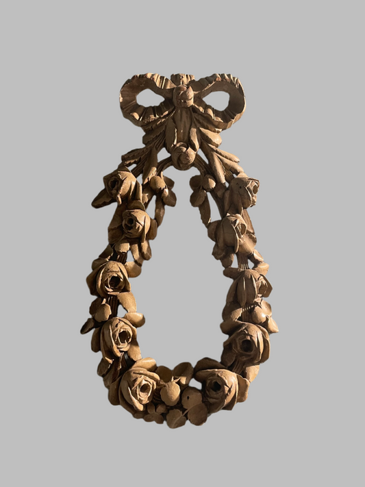 Antique Wooden Flower Wall Art - French