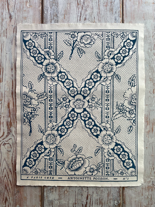 'Guirlande Fleurs' Bleu Indigo Handmade Domino Paper | Antoinette Poisson