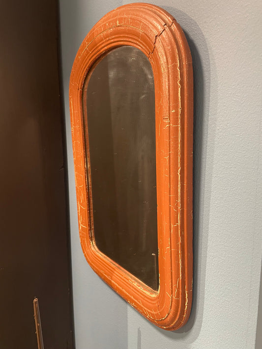 Antique Nantucket Brown Wooden Mirror with Patina