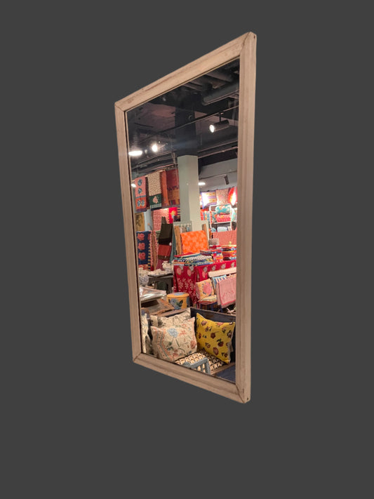 White Tapered Form Wooden Mirror – Antique Patina