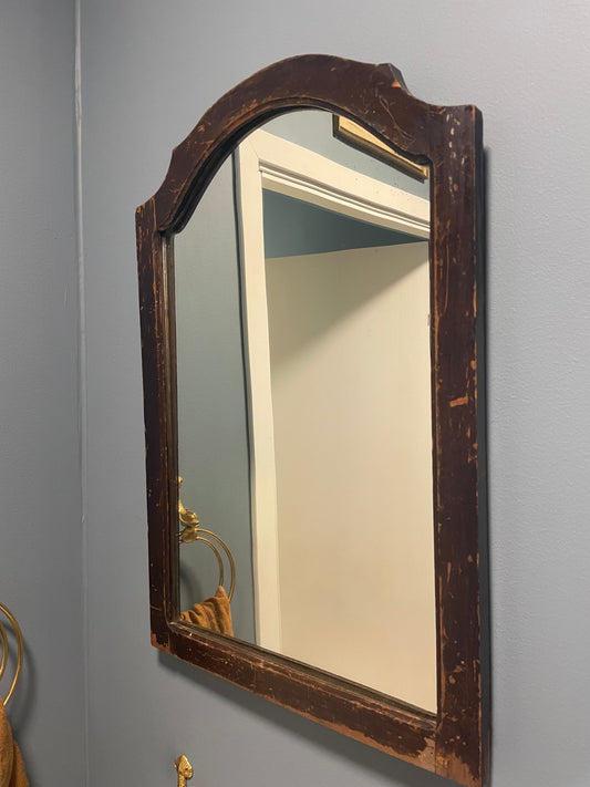Brown Wooden Nantucket Mirror – Antique Patina