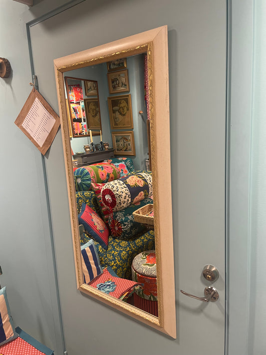 Large Pink Mirror with Gilded Inner Detail – Vintage