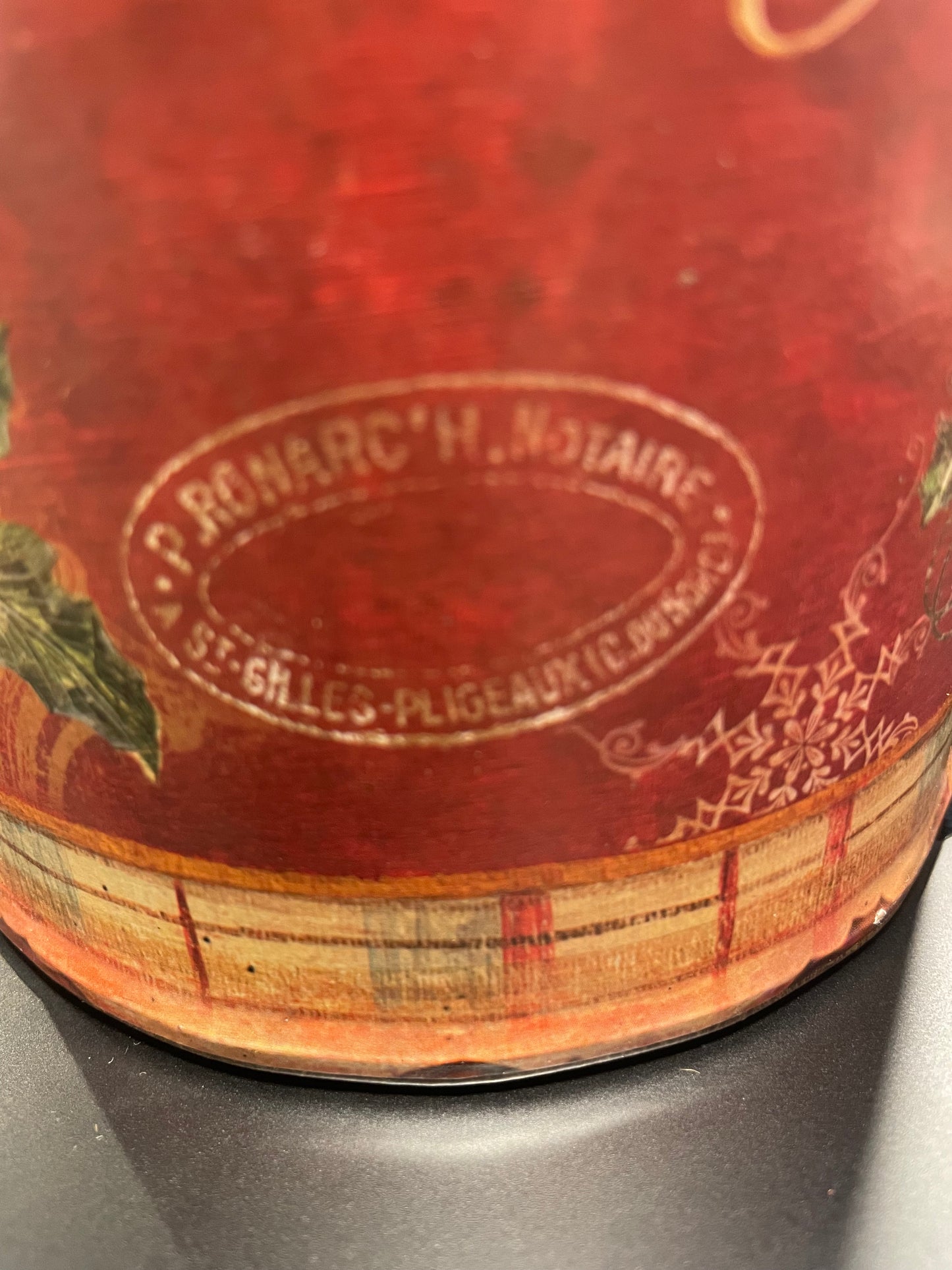 Antique French Christmas Tin, Red