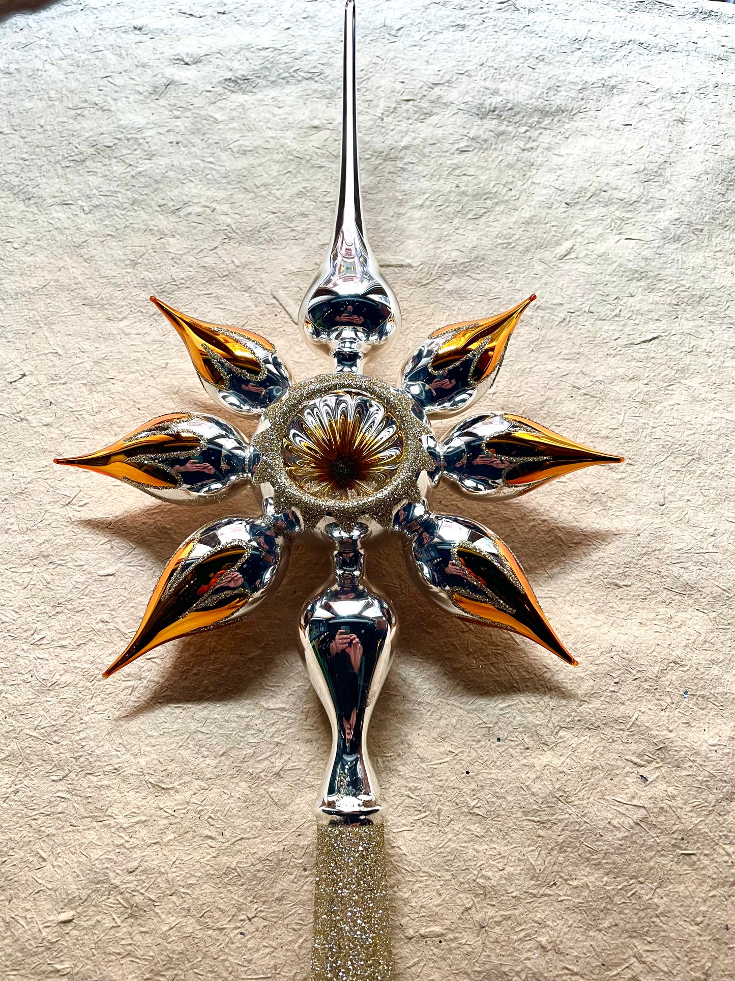 Star Tree Topper - Silver and Gold | Nostalgie Christbaumschmuck