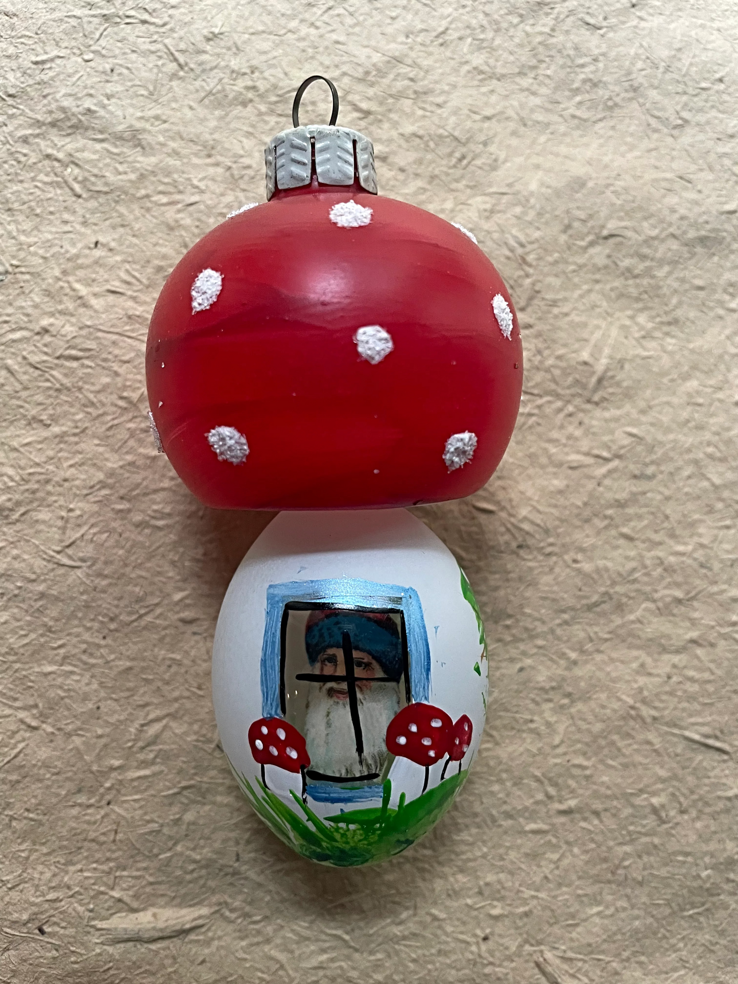 Nostalgic Mushroom with Santa in the Window