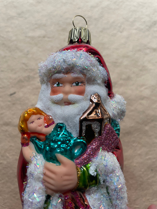 Santa with Doll | Nostalgie Christbaumschmuck