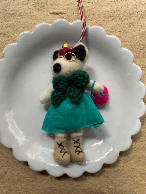 Dog with Moonboots | Christmas Ornament