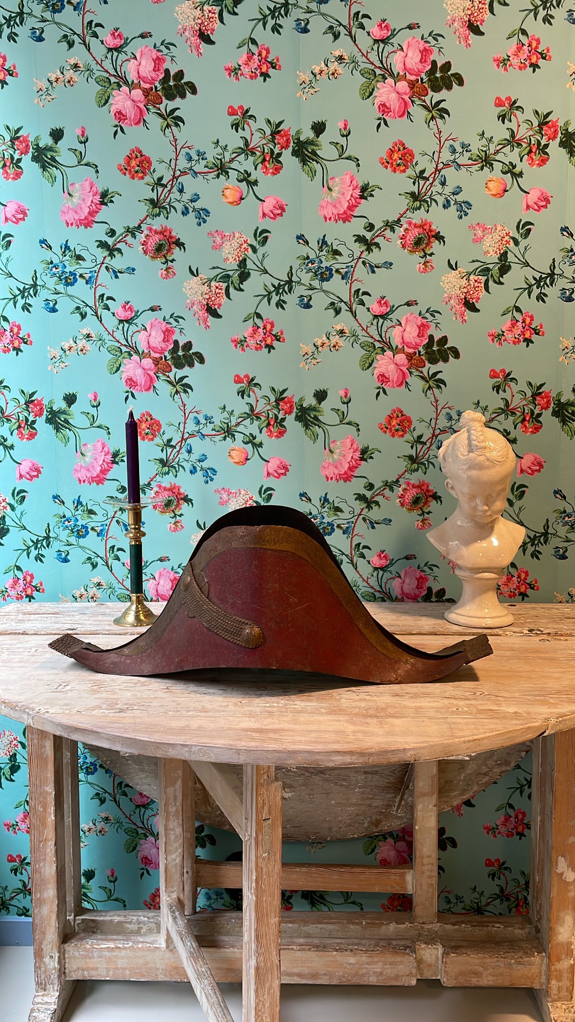 French Antique Bicorne Hat in Metal