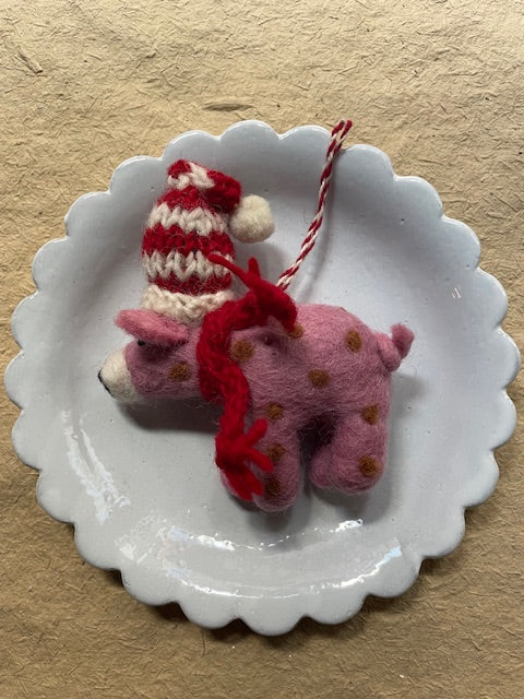 Pig with Striped Cap | Christmas Ornament