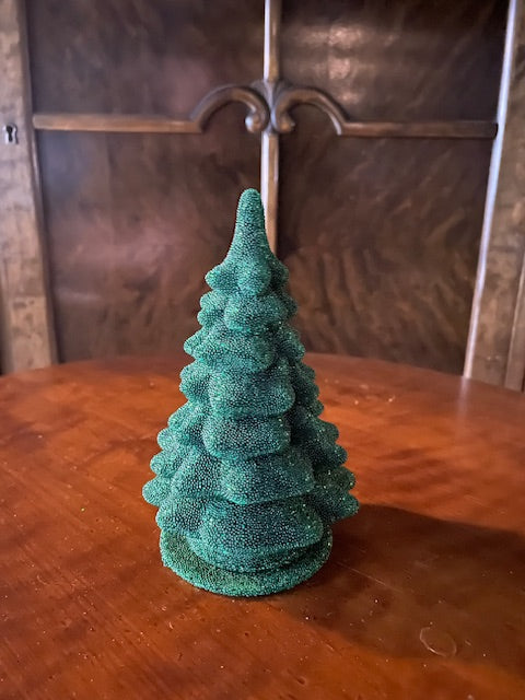 Small Forest Green Christmas Tree - Beaded Papier Mâché  | Ino Schaller