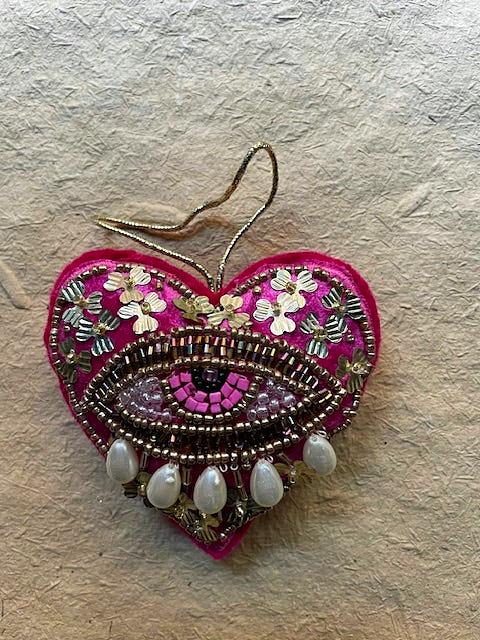 Heart Ojo-Pink Christmas Ornament