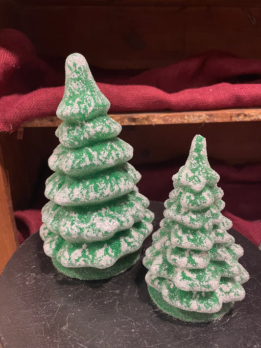 Small Light Green Christmas Tree with Frost Beaded  - Papier-Mache | Ino Schaller