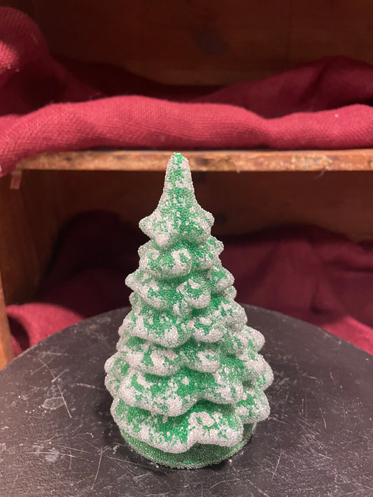 Small Light Green Christmas Tree with Frost Beaded  - Papier-Mache | Ino Schaller