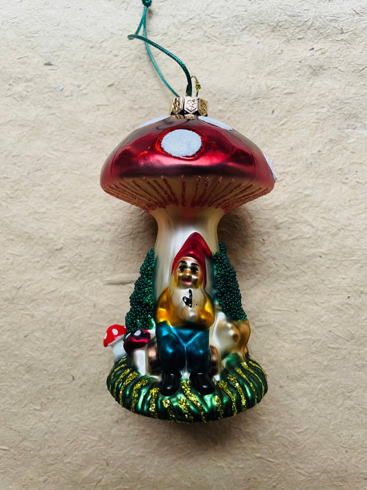Black Forest Gnome Glass Ornament