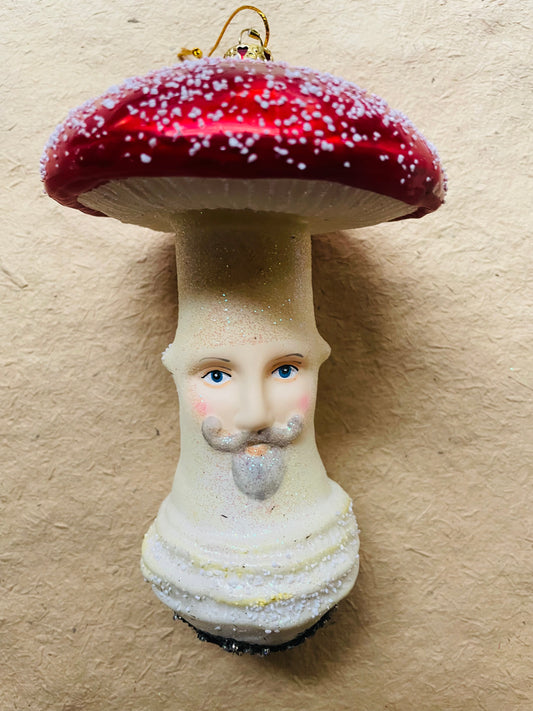 Mushroom Fellow Glass Ornament