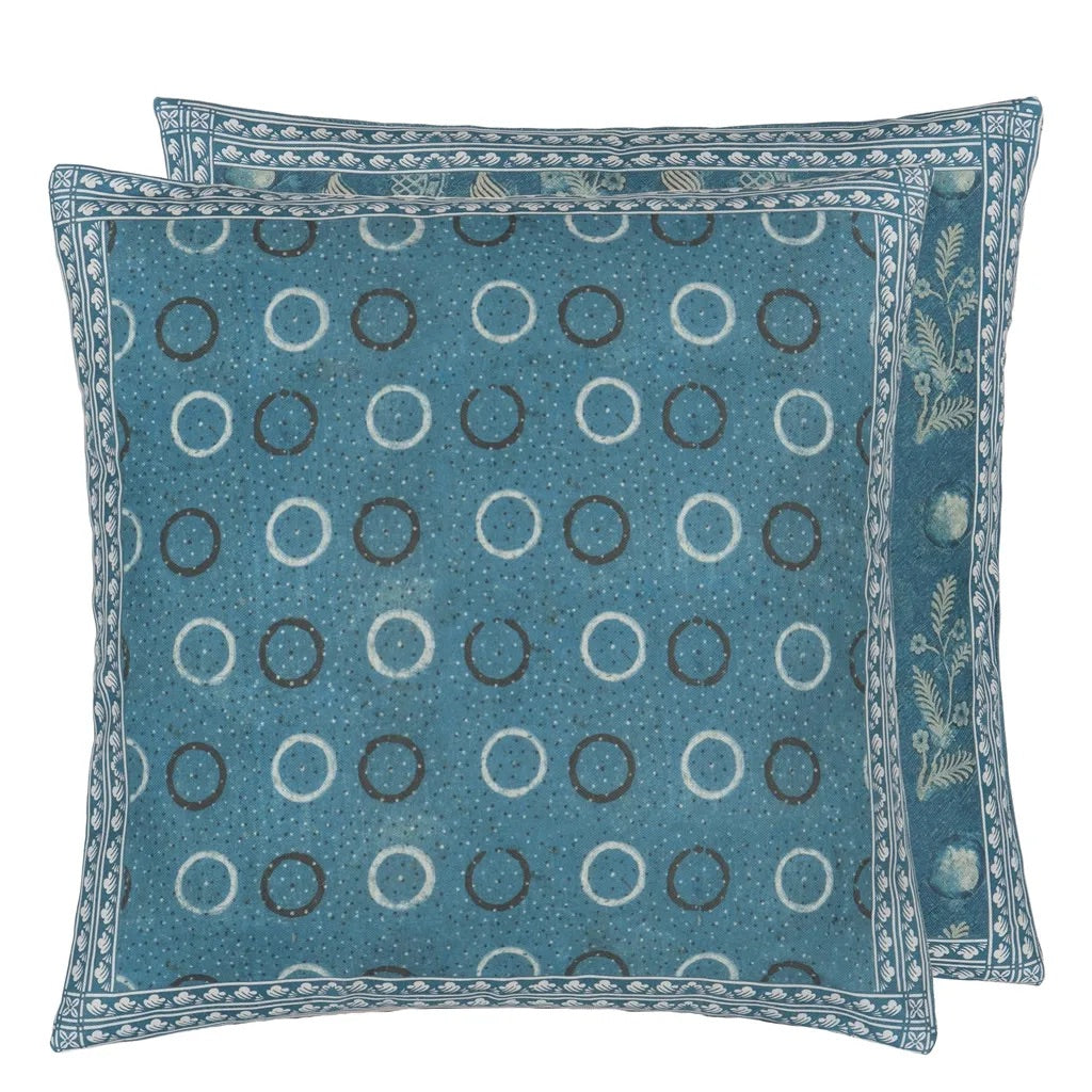 Indigo Circles Cushion - John Derian