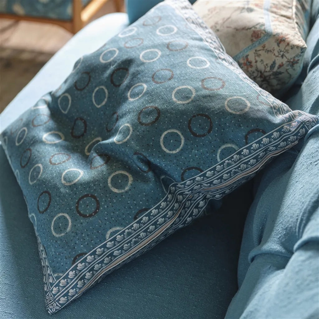 Indigo Circles Cushion - John Derian
