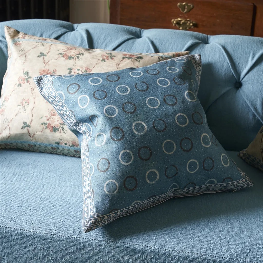 Indigo Circles Cushion - John Derian