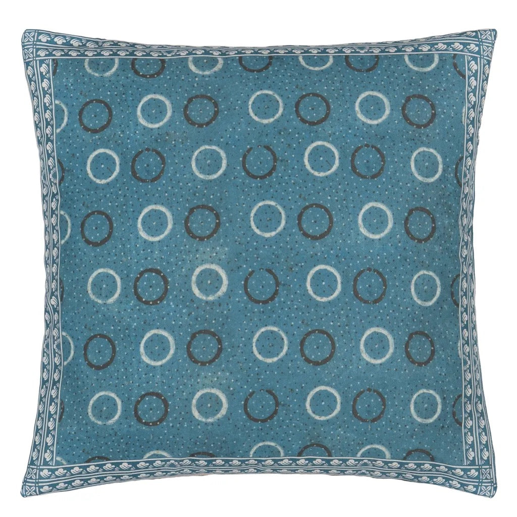 Indigo Circles Cushion - John Derian