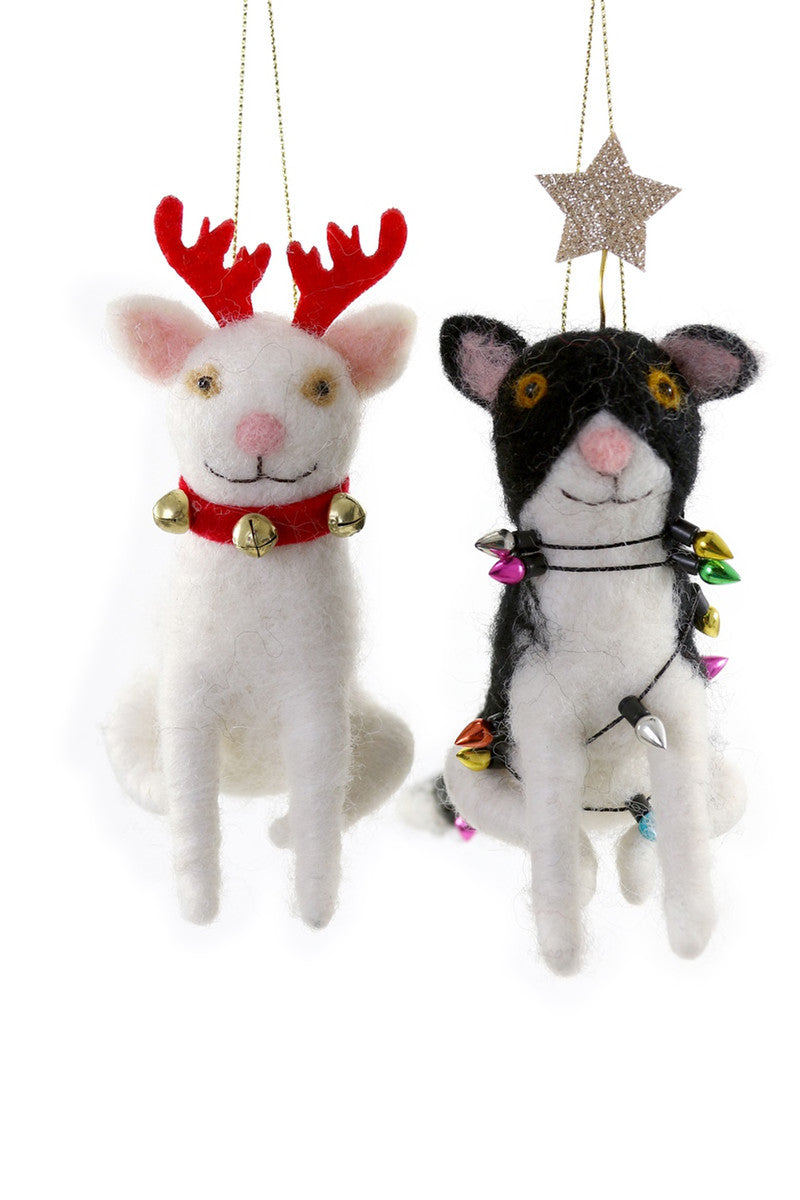 Jingle Cats - White with Antlers | Christmas Ornament