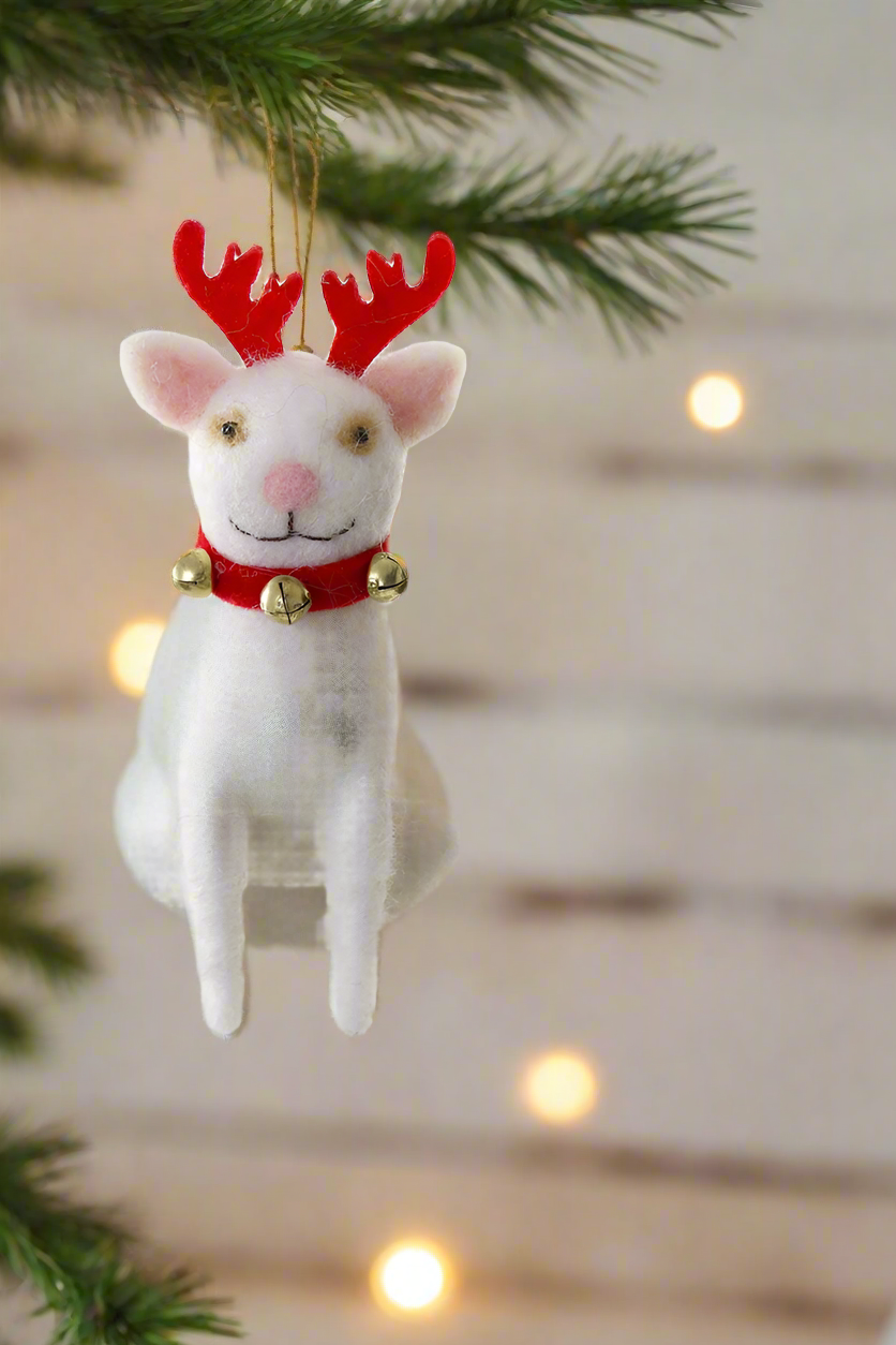 Jingle Cats - White with Antlers | Christmas Ornament