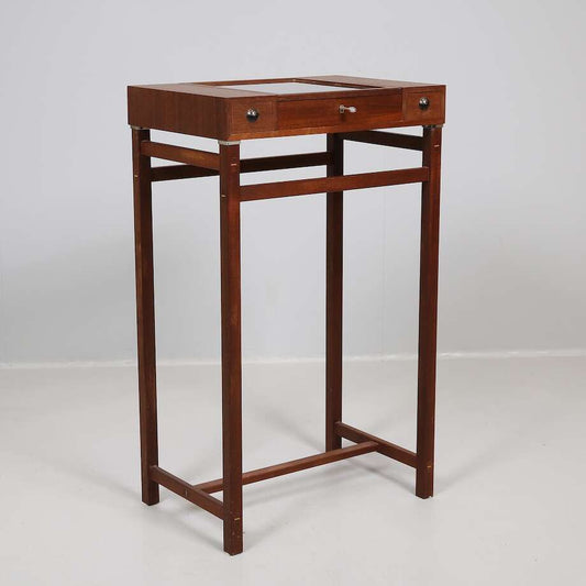 Jan Hallström Display Stand, Mahogany with Glass and Silver