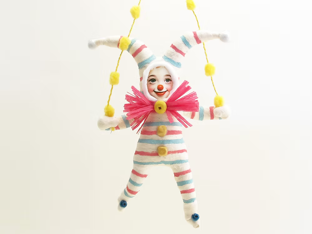 Jester Child Ornament | Vintage by Crystal Spun Cotton Ornament