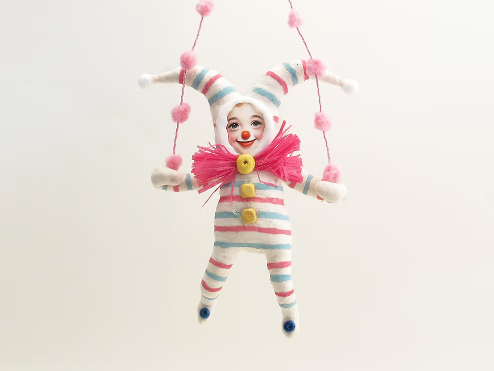Jester Child Ornament | Vintage by Crystal Spun Cotton Ornament