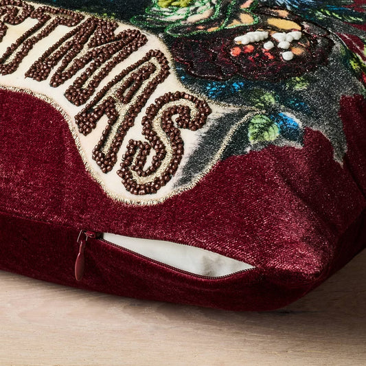 Merry Christmas Floral Pillow | John Derian