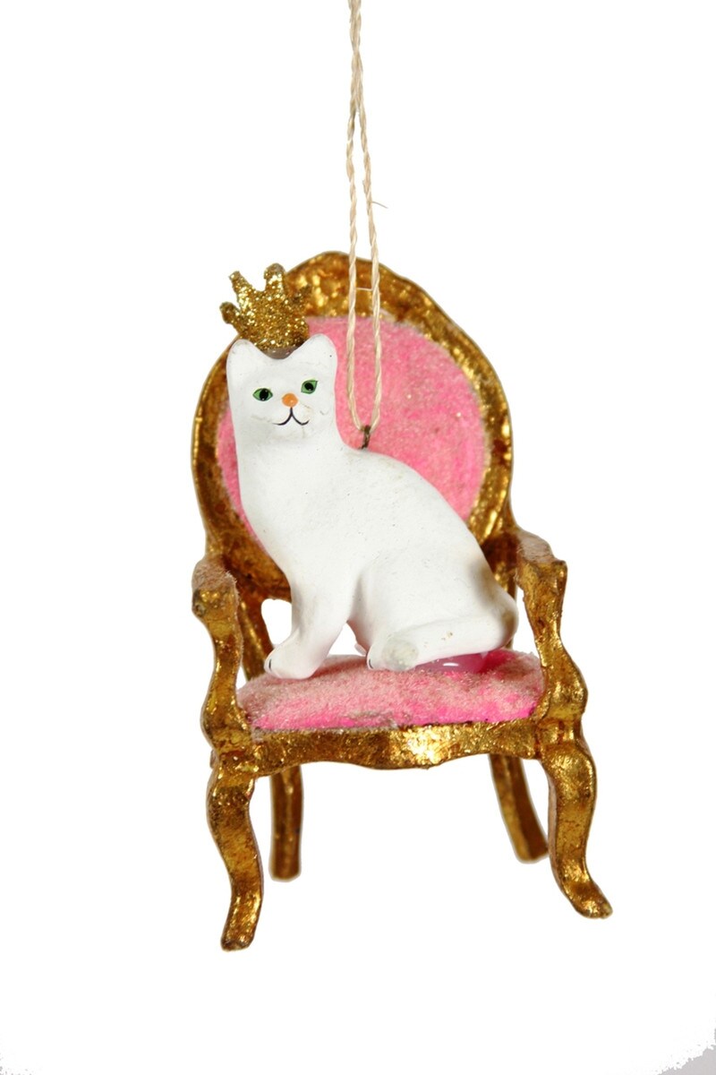Kitten Queen Paper Mch Ornament