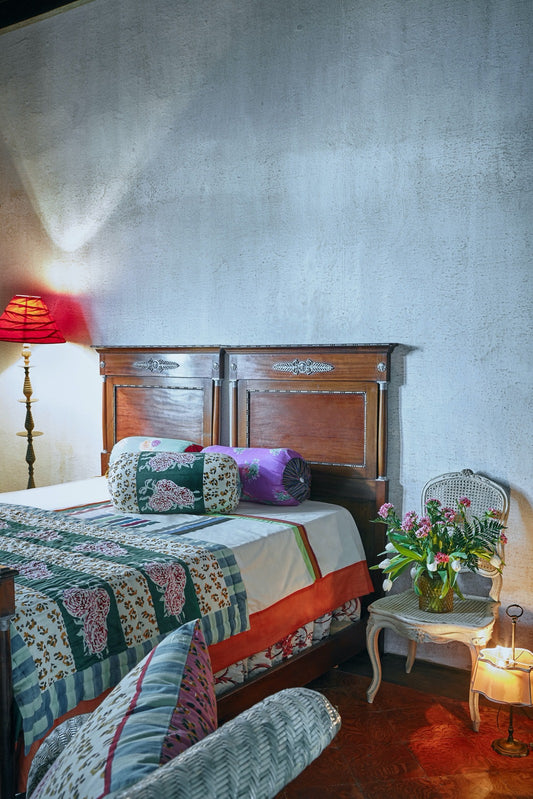 Leopard Stripes Dark Blue - Bolster Cushion Cover | Lisa Corti