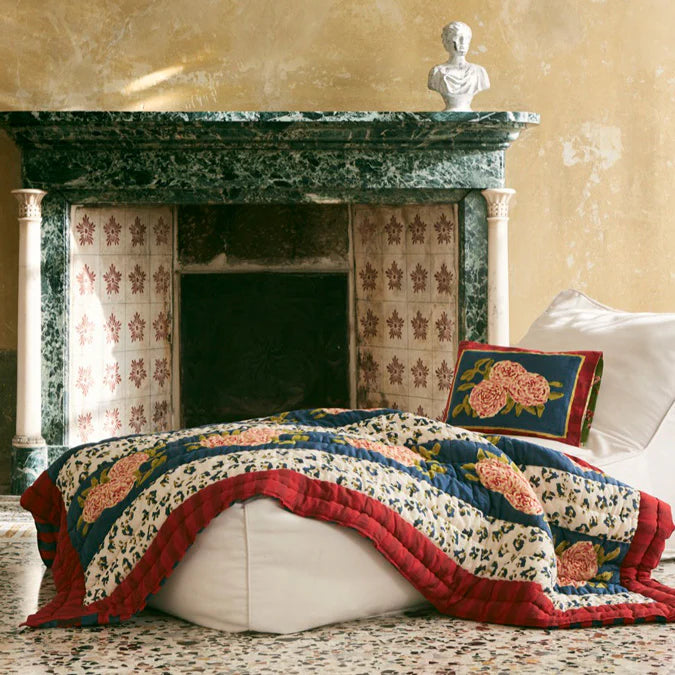 Leopard Stripes Dark Blue Quilt 220 x 270 - Lisa Corti