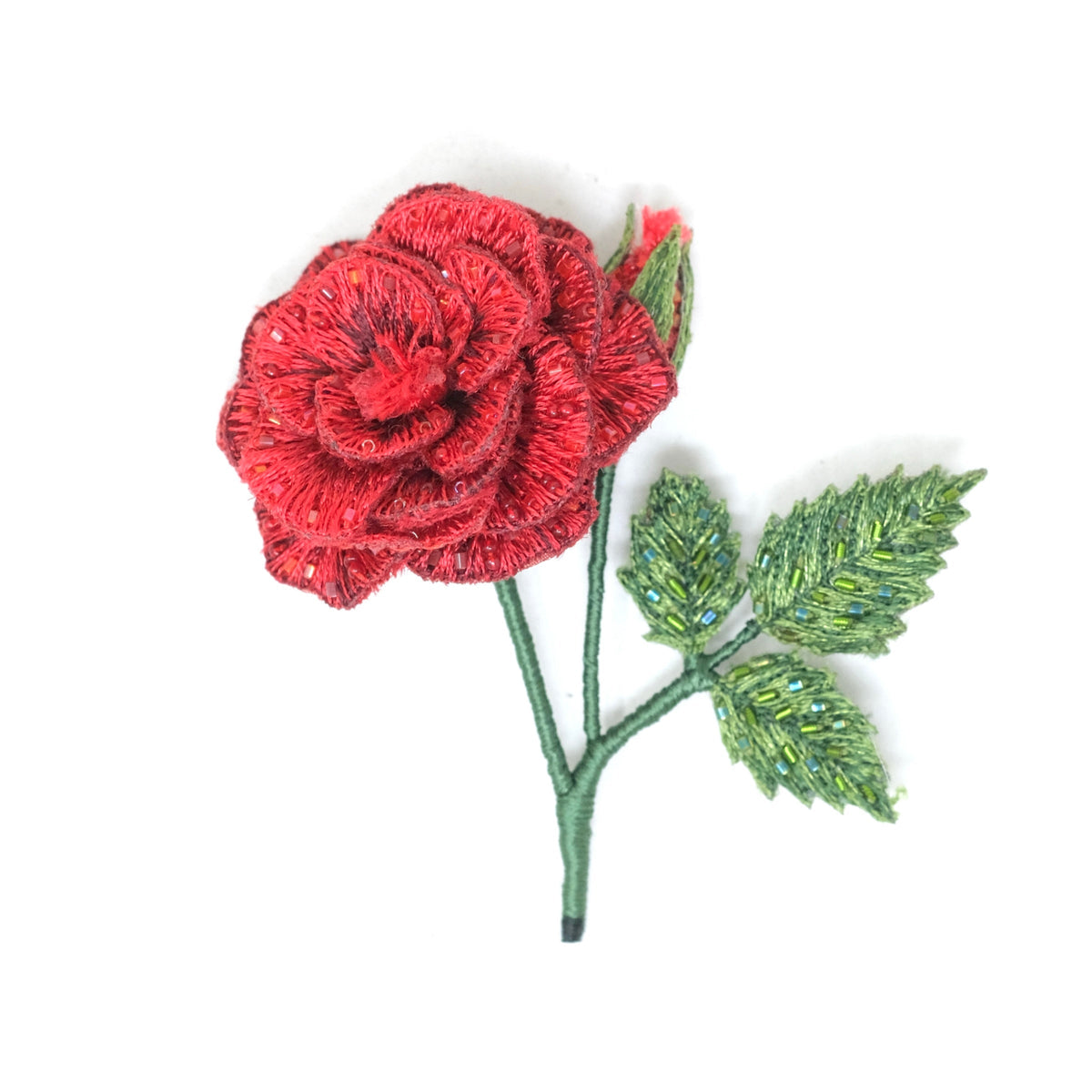 Love Rose hand-embroidered brooch by Trovelore at BON TON goods