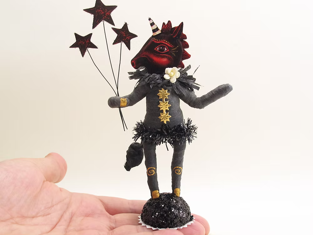 Midnight Unicorn Figure (In Partnership With Johanna Parker Design) | Vintage by Crystal Spun Cotton Ornament