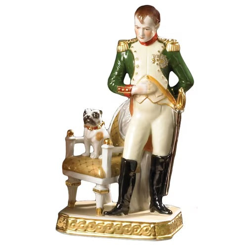 Napoleon Figurine with Pug on Chair