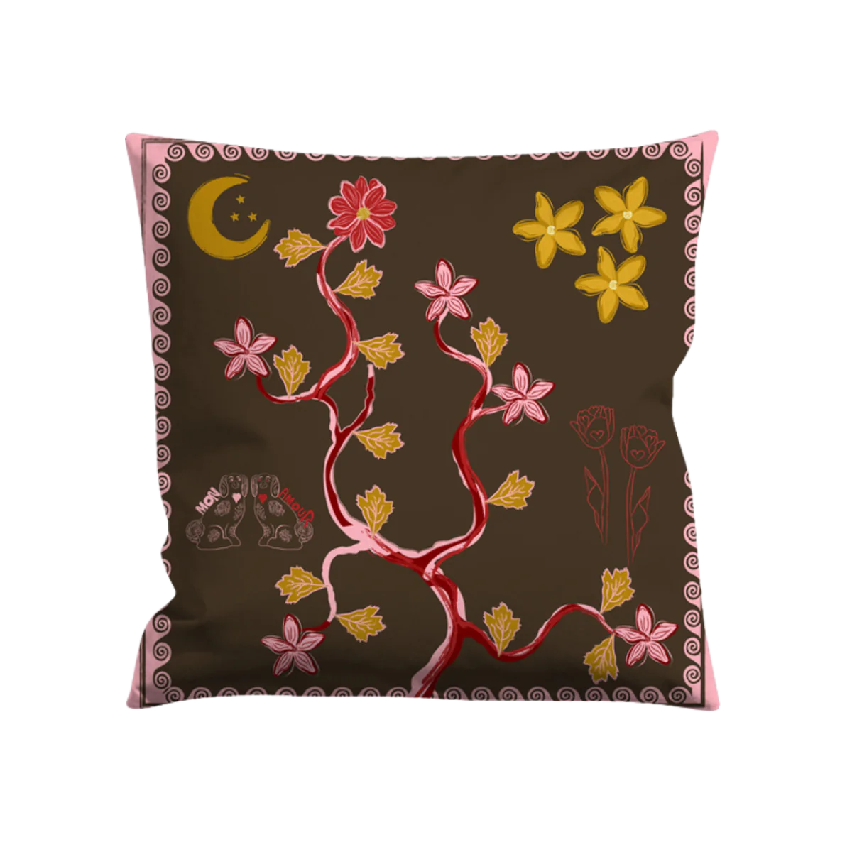 Tree of Life Cushion (Brown)